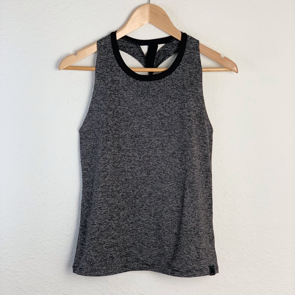 Jo and Jax Black Dance + Activewear So-Cal Striped Tank Top Sz S